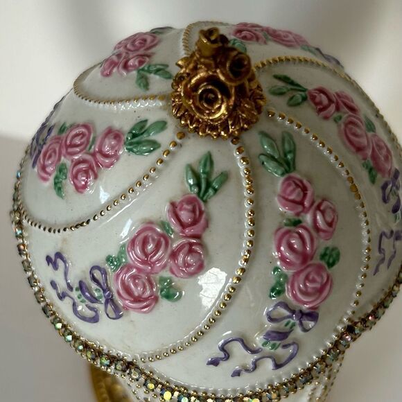 Vintage Franklin Mint House of Faberge Egg Carousel Horse Gold Plated Swarovski - Picture 5 of 10